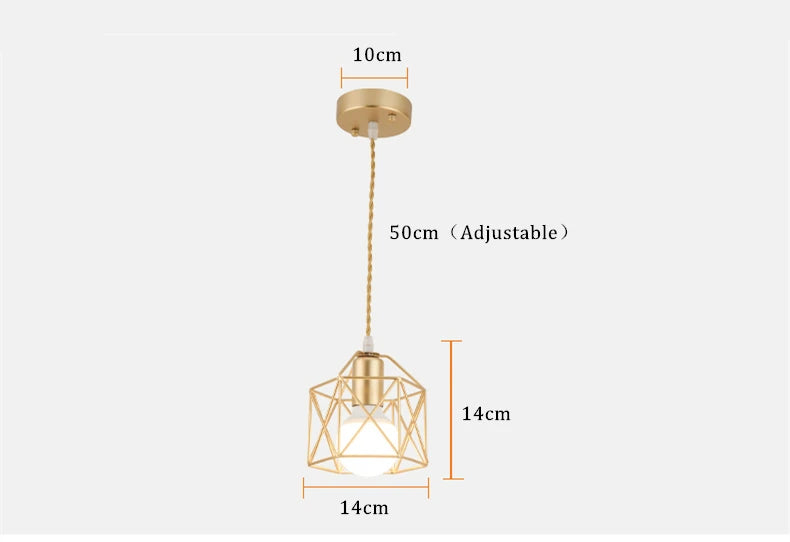 Minimalist Metal Cage Pendant Light - Gold or Black E27 Lamp for Dining & Bar