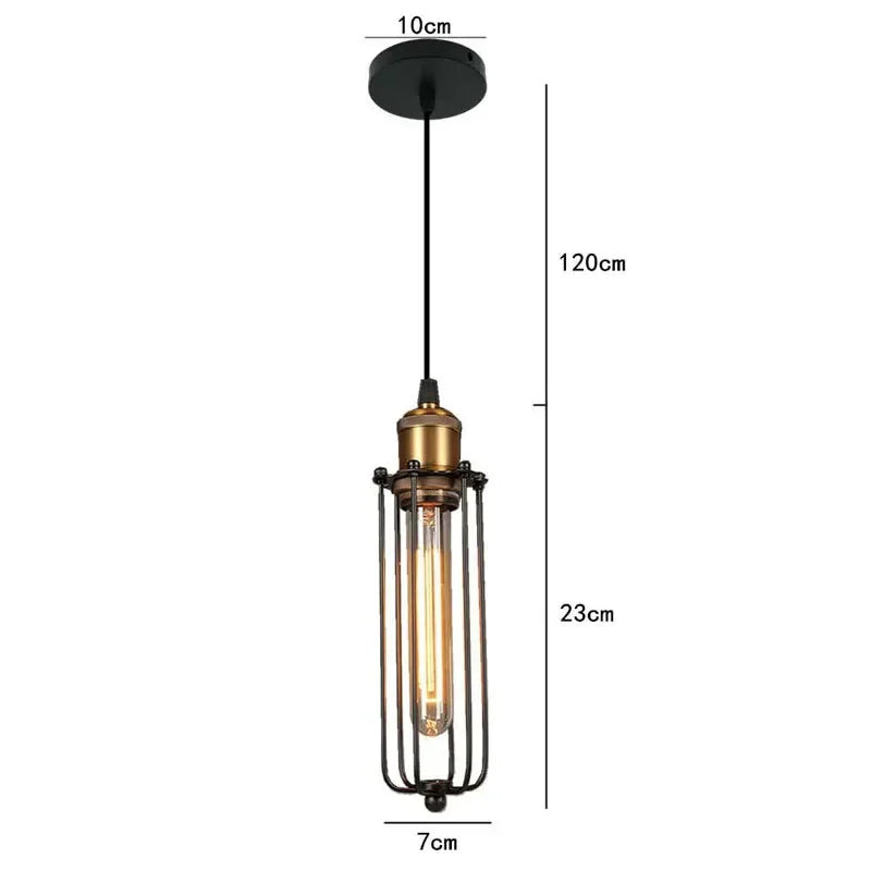 Industrial Iron Cage Chandelier - Black or Gold E27 Retro Pendant for Bar & Cafe