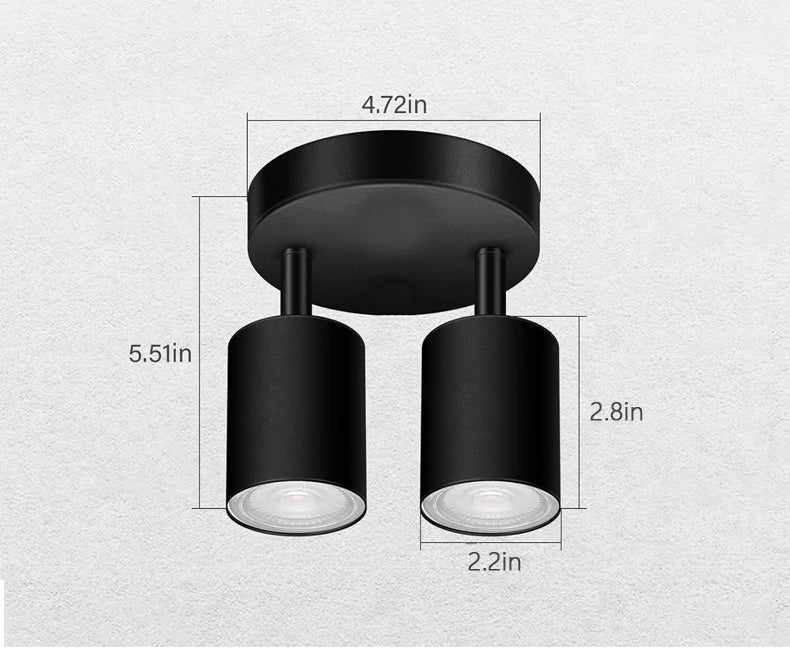 350 Degree Rotatable Dual GU10 Spot Light - Black or White Ceiling & Wall Light