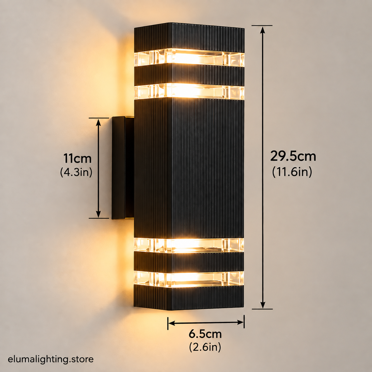 Outdoor Wall Light - IP65 Waterproof Up and Down Sconce and 5W Bulb
