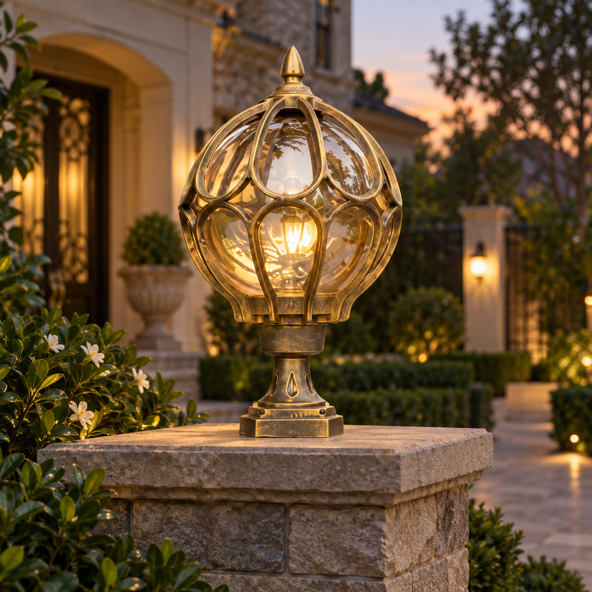 Nordic Vintage Globe Post Cap Light - Outdoor Pillar Lamp