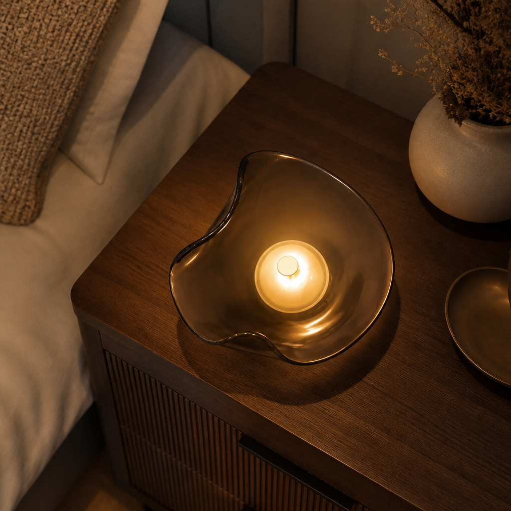 Nordic Glass Wall Lamp - Modern Cognac or Gray LED Sconce for Hallway & Bedside