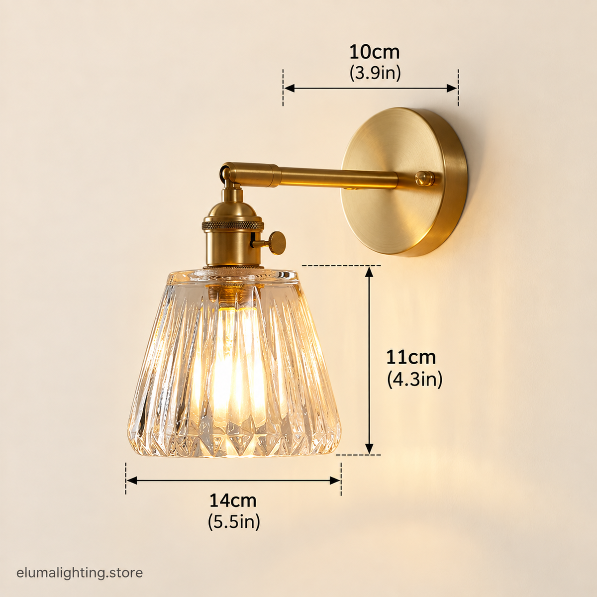 Luxe Brass Clear Glass Wall Sconce Bra Lamp