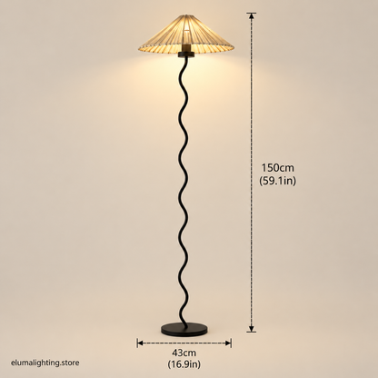 Pleated Floor Lamp - Minimalist Fabric Shade Standing Light for Living Room & Bedroom