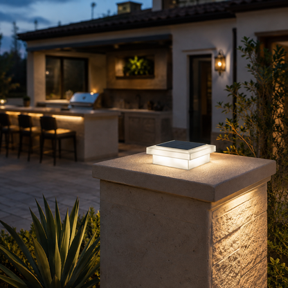 Solar Post Cap Lights for 4x4 Posts - IP65 Waterproof Fence Lights with 12 SMD LEDs, 3000K/6000K Light and 1 or 2 Pack Options