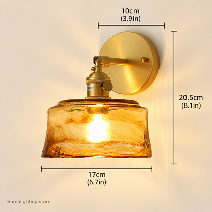 Vintage Amber Glass Bra Lamp – Brass E27 Wall Sconce