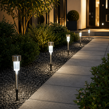 10 Pack Solar Garden Lanterns - IP44 Dusk to Dawn Pathway Lights