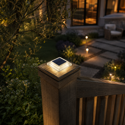 Solar Post Cap Lights for 4x4 Posts - IP65 Waterproof Fence Lights with 12 SMD LEDs, 3000K/6000K Light and 1 or 2 Pack Options