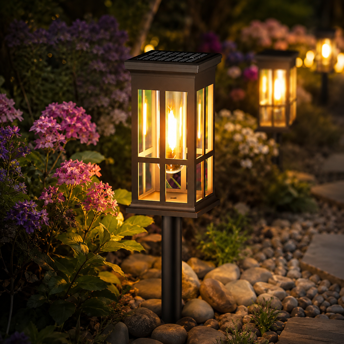 Solar Pathway Stake Lights - IP65 Waterproof Dusk to Dawn Garden & Driveway Lights