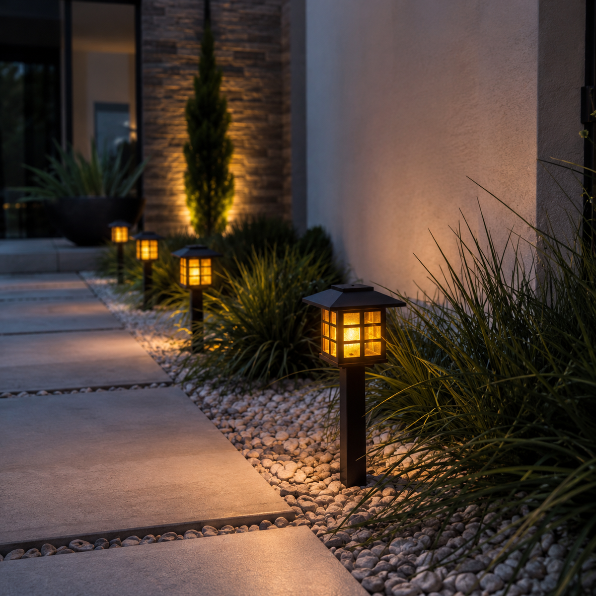 Solar Flame Torch Lights - 10 LED IP65 Garden Stake Lights, 2 or 4 Pack