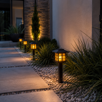Solar Flame Torch Lights - 10 LED IP65 Garden Stake Lights, 2 or 4 Pack