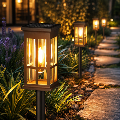 Solar Pathway Stake Lights - IP65 Waterproof Dusk to Dawn Garden & Driveway Lights