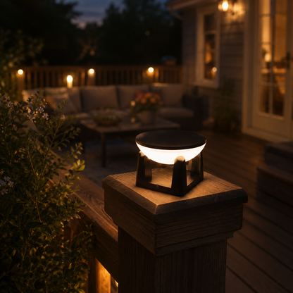 Solar Post Light - IP65 Waterproof 360° LED Pillar Cap Light
