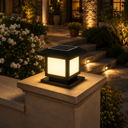 Solar Pillar Lights - IP65 Waterproof ABS and Acrylic Column Lights with Remote, Four Colour or RGB Modes, 15cm, 20cm and 25cm Sizes