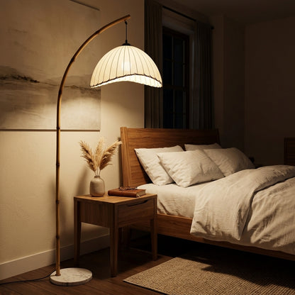 American Vintage Floor Lamp - Pleated Fabric Shade Standing Lamp with 100-240V US Plug for Living Rooms, Studies and Bedroom Reading Corners