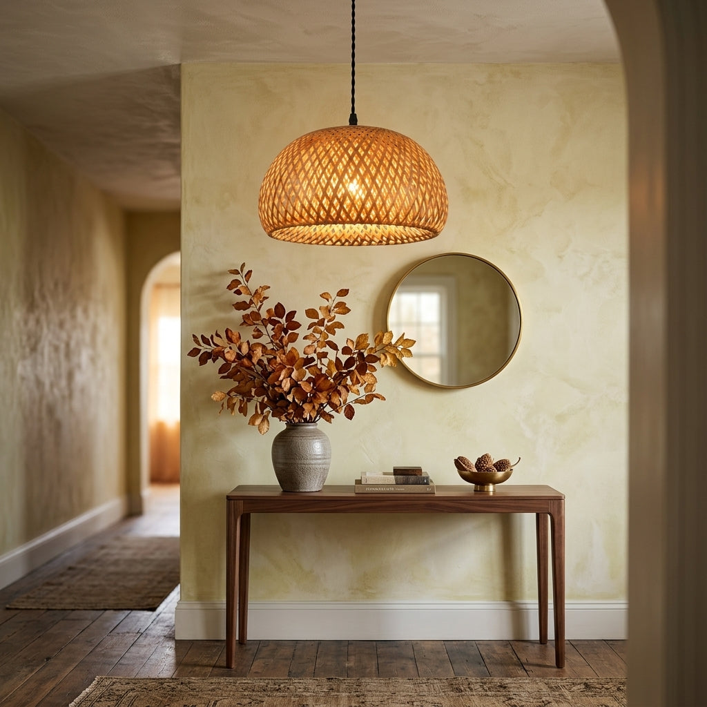 Bamboo Lantern Pendant Light - Hand Woven Rattan