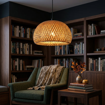 Bamboo Lantern Pendant Light - Hand Woven Rattan