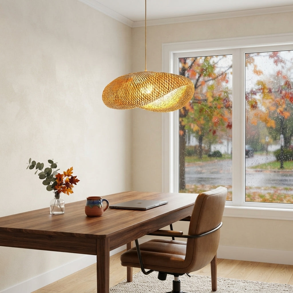 Handmade Woven Bamboo Chandelier - Rattan Cord Pendant Lamp