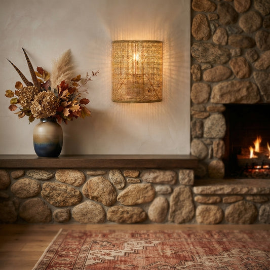 Handwoven Bamboo Wall Lamp - Rattan E27 Boho Sconce Light