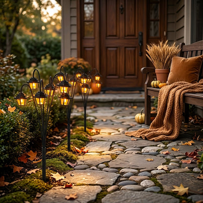 Solar Retro Street Lamp Light - 6 LED IP44 Warm White Garden & Courtyard Lantern