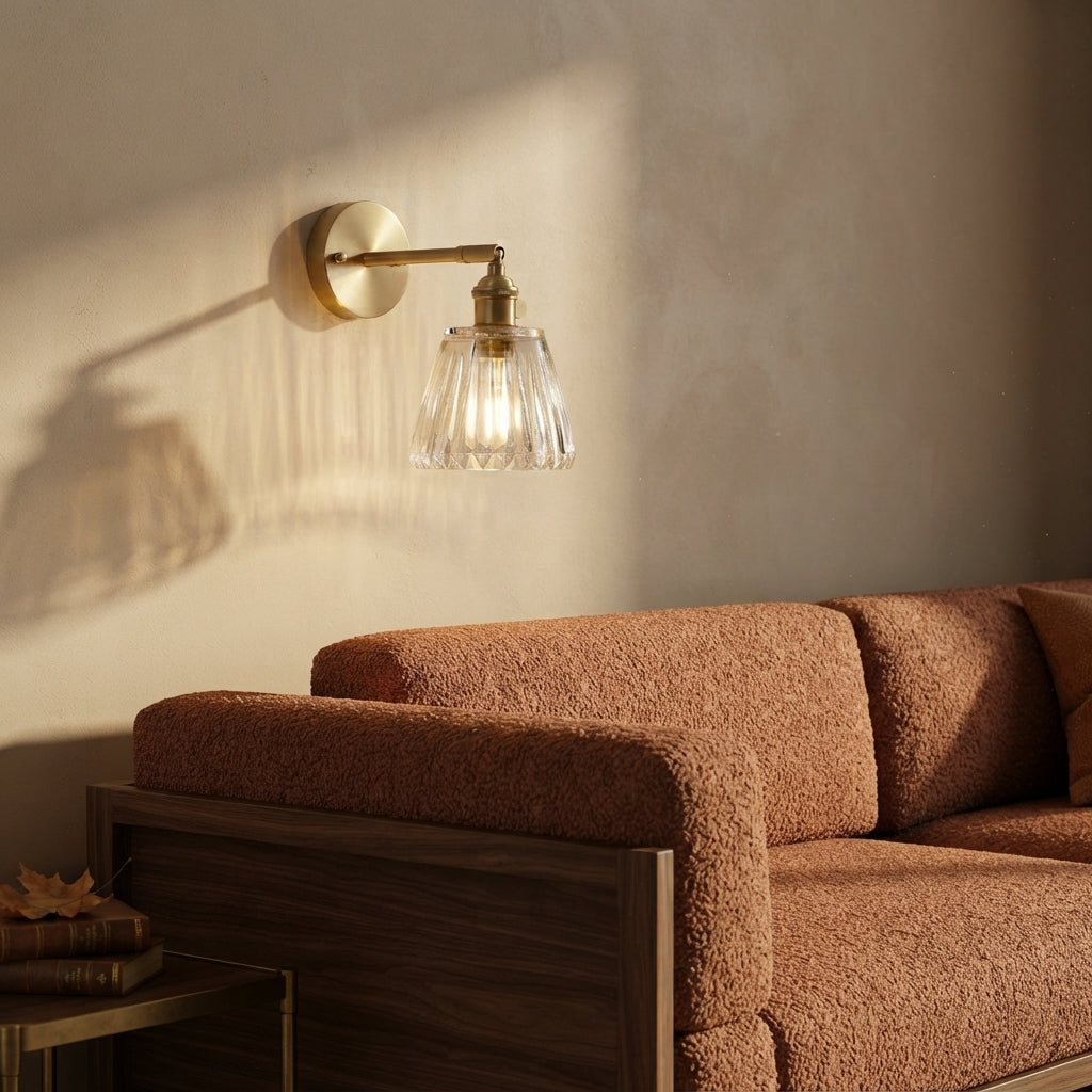 Luxe Brass Clear Glass Wall Sconce Bra Lamp