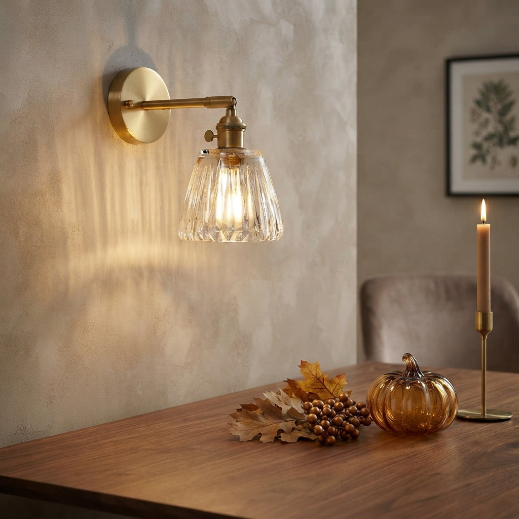 Luxe Brass Clear Glass Wall Sconce Bra Lamp