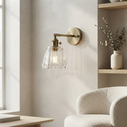Luxe Brass Clear Glass Wall Sconce Bra Lamp