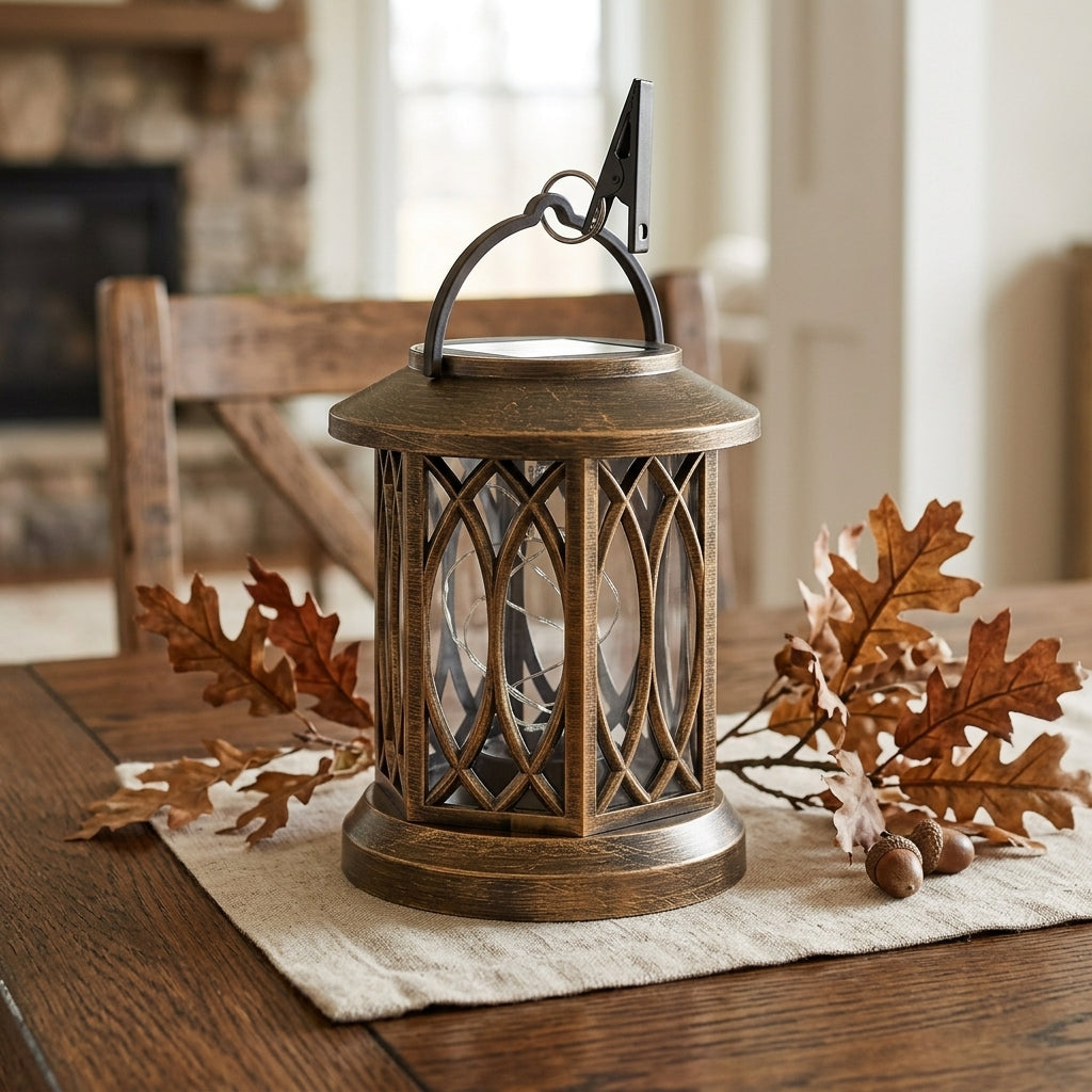 Solar Flickering Candle Lantern - Glass Panelled Storm Lantern in Black or Bronze with Automatic Dusk Lighting for Patio, Doorstep and Walls