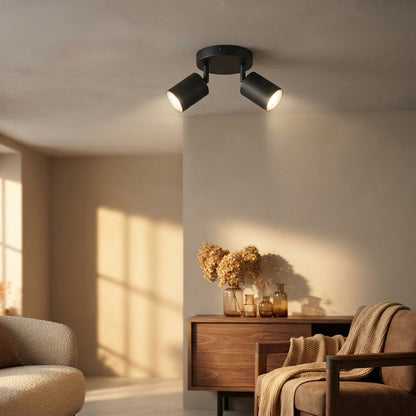 350 Degree Rotatable Dual GU10 Spot Light - Black or White Ceiling & Wall Light