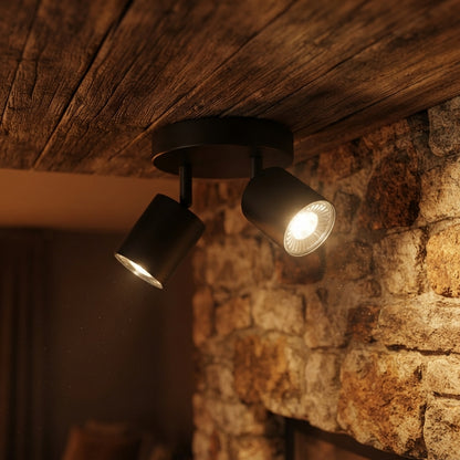 350 Degree Rotatable Dual GU10 Spot Light - Black or White Ceiling & Wall Light