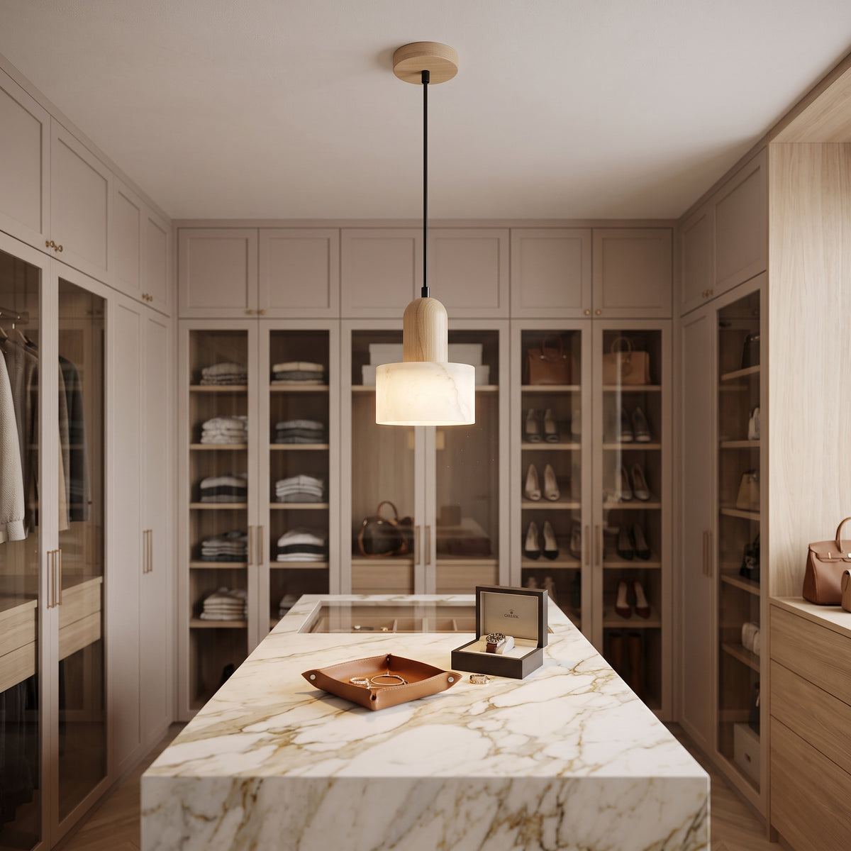 Luxury Wabi-Sabi Pendant Light - Marble, Jade & Stone Lamp for Dining & Kitchen Island