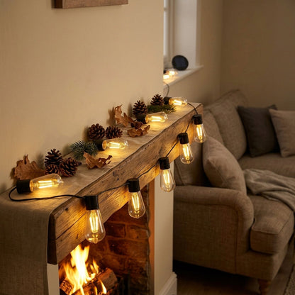 Solar Bulb String Lights - Waterproof Warm White Retro Lights for Patio, Garden & Balcony