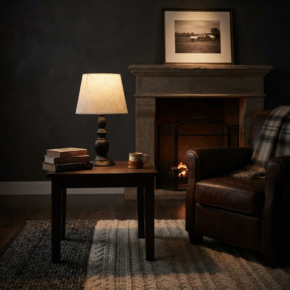 Nordic Bedside Table Lamp - Resin Body, Fabric Shade E27