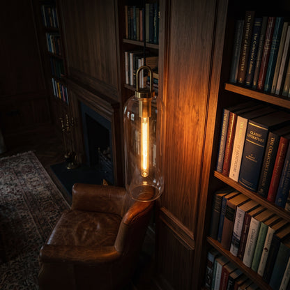 Smoked Glass Pendant Light - Industrial Globe Lamp