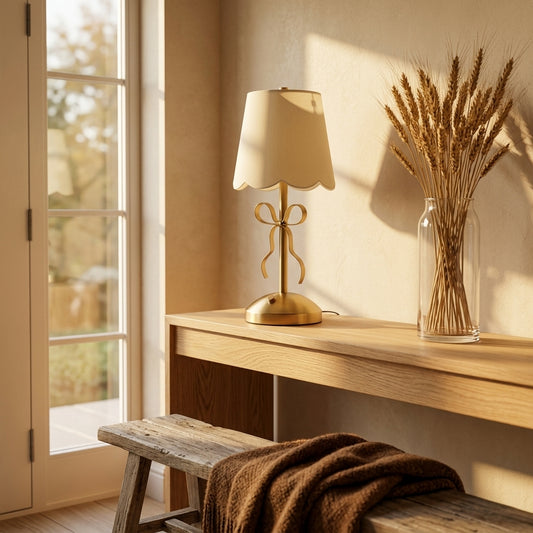 Cordless Bow Table Lamp - Rechargeable Touch Dimming Bedside Lamp