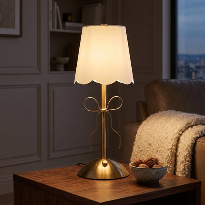 Cordless Bow Table Lamp - Rechargeable Touch Dimming Bedside Lamp