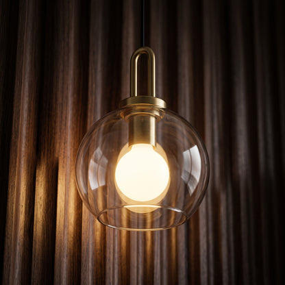 Smoked Glass Pendant Light - Industrial Globe Lamp