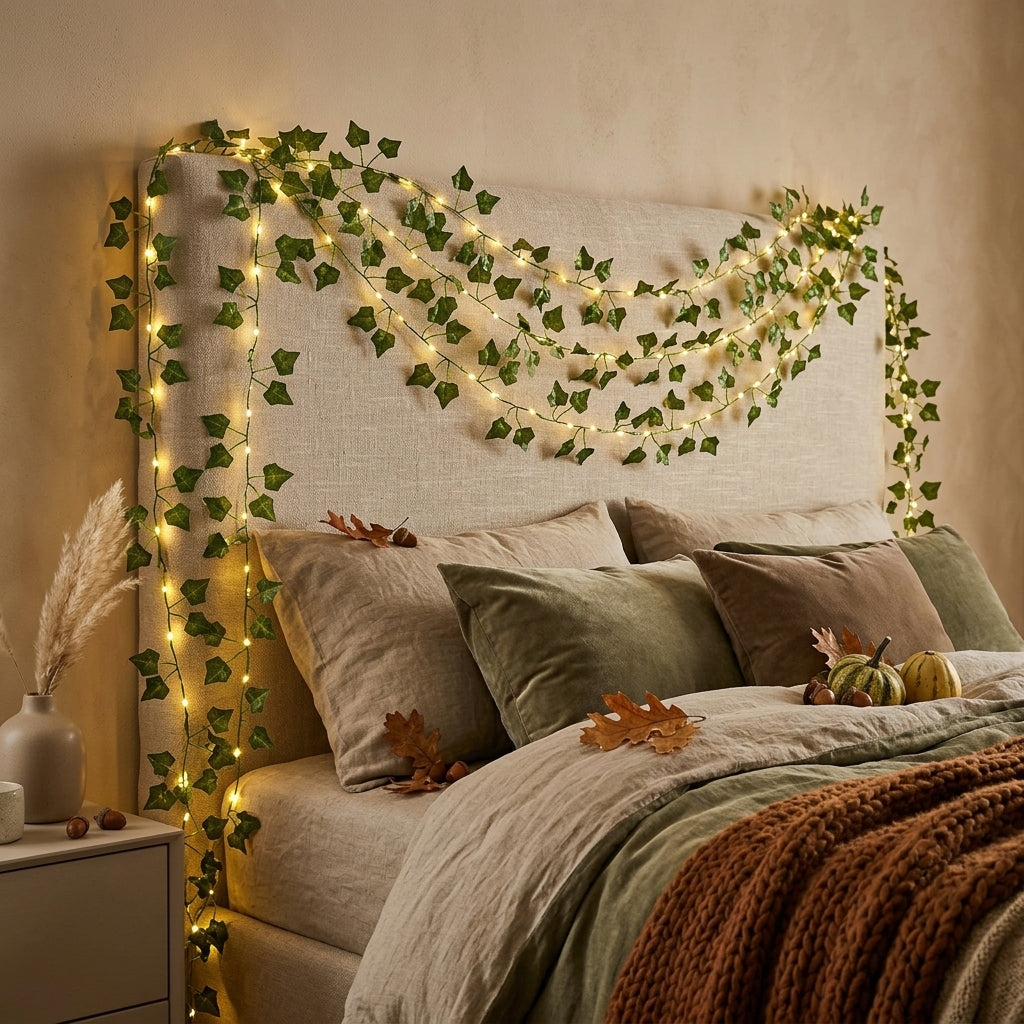 Solar Maple Leaf Ivy Fairy Lights - 7M or 12M IP65 Copper Wire Garland for Gardens