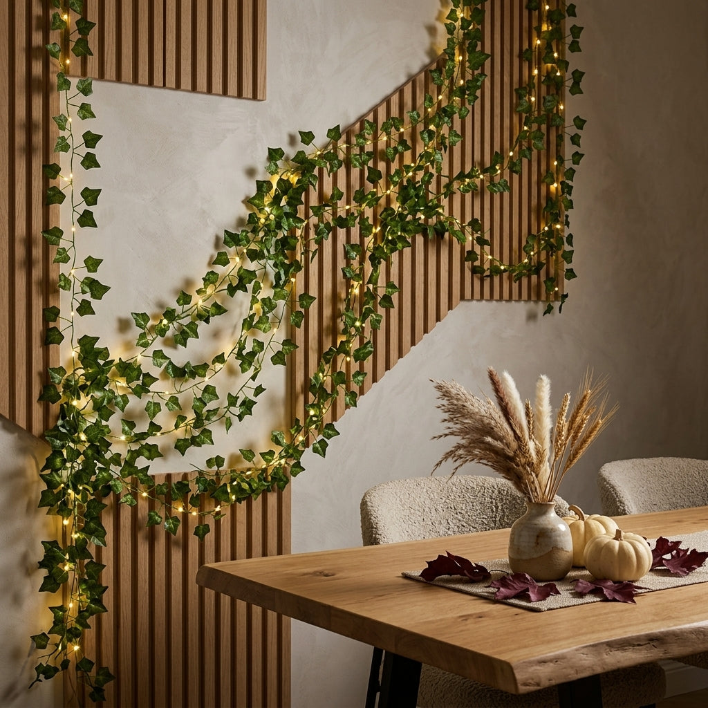Solar Maple Leaf Ivy Fairy Lights - 7M or 12M IP65 Copper Wire Garland for Gardens