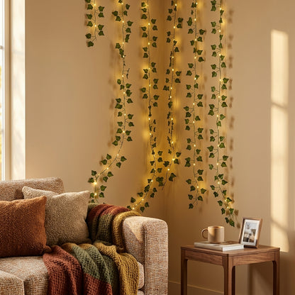 Solar Maple Leaf Ivy Fairy Lights - 7M or 12M IP65 Copper Wire Garland for Gardens