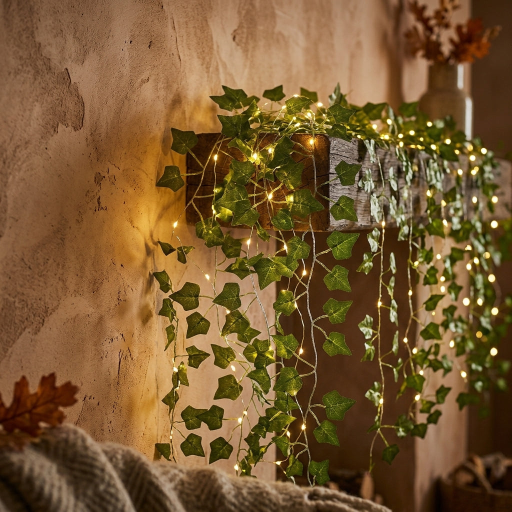 Solar Maple Leaf Ivy Fairy Lights - 7M or 12M IP65 Copper Wire Garland for Gardens