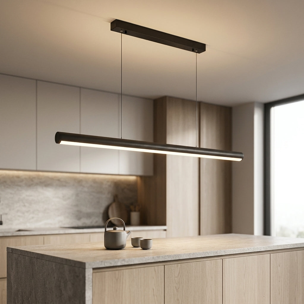 Nordic Minimalist Chandelier - Linear LED Pendant Light for Dining Room & Kitchen Island