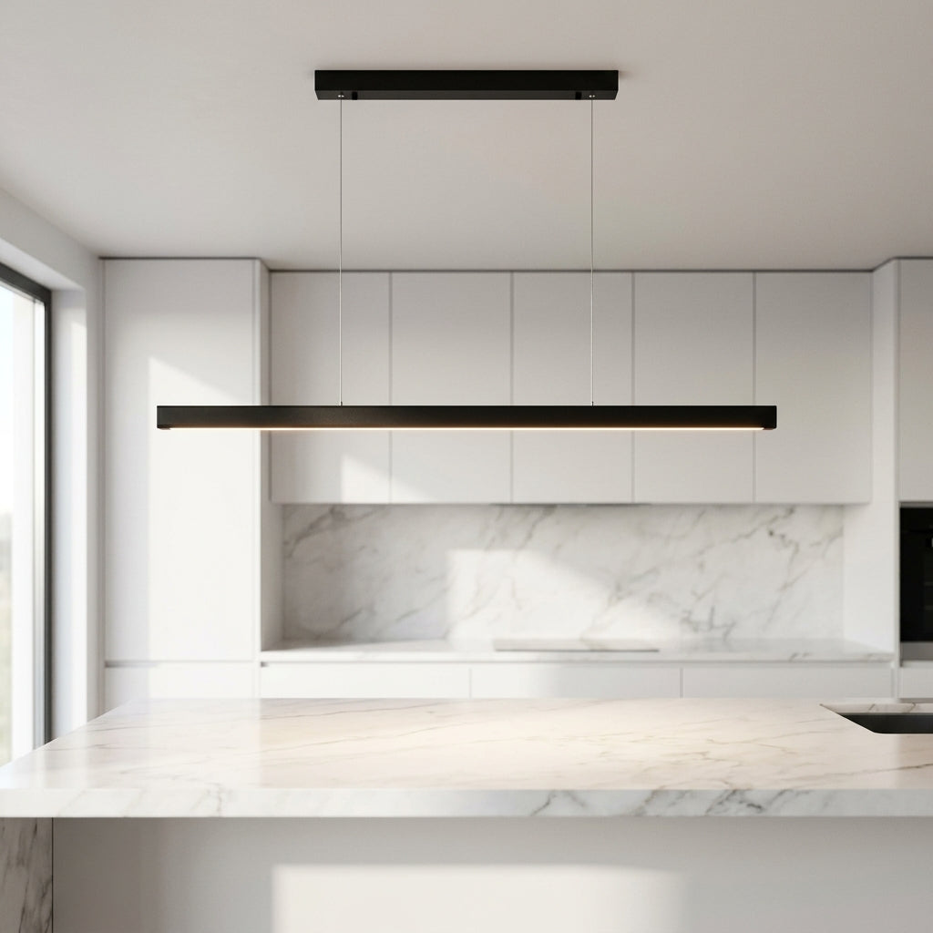 Nordic Minimalist Chandelier - Linear LED Pendant Light for Dining Room & Kitchen Island