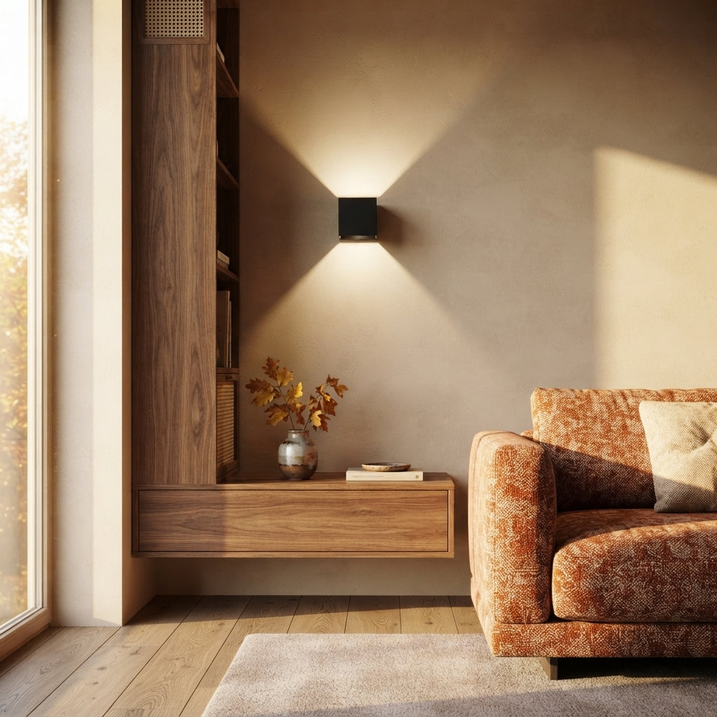 Modern Square Outdoor Wall Light - IP65 6W or 12W LED Up Down Aluminium Porch Lamp