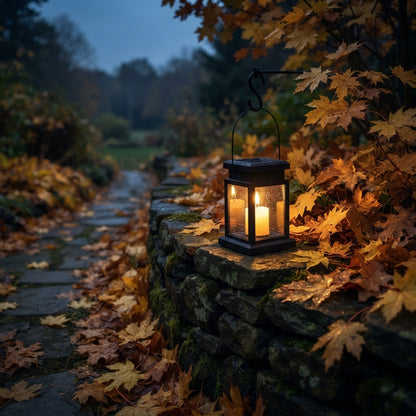 Solar Palace Lantern - Hanging Flickering Candle Garden Light for Patio & Lawn