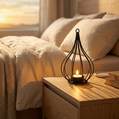 Solar Candle Lantern - Flickering Flameless Glass Lantern for Garden Table, Patio & Path