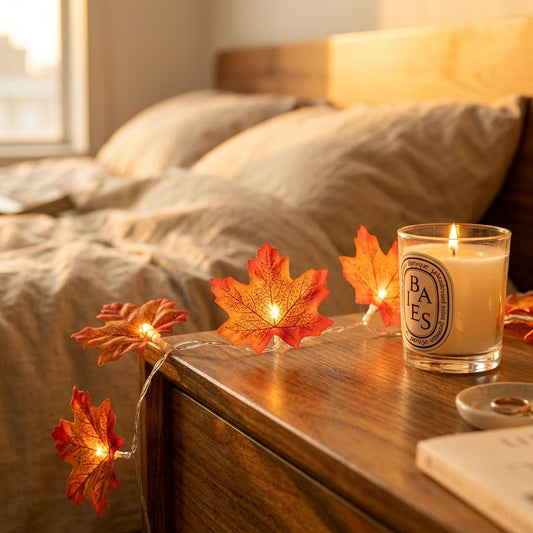 Maple Leaf String Lights - Amber LED Fall Fairy Lights for Mantel & Thanksgiving Table