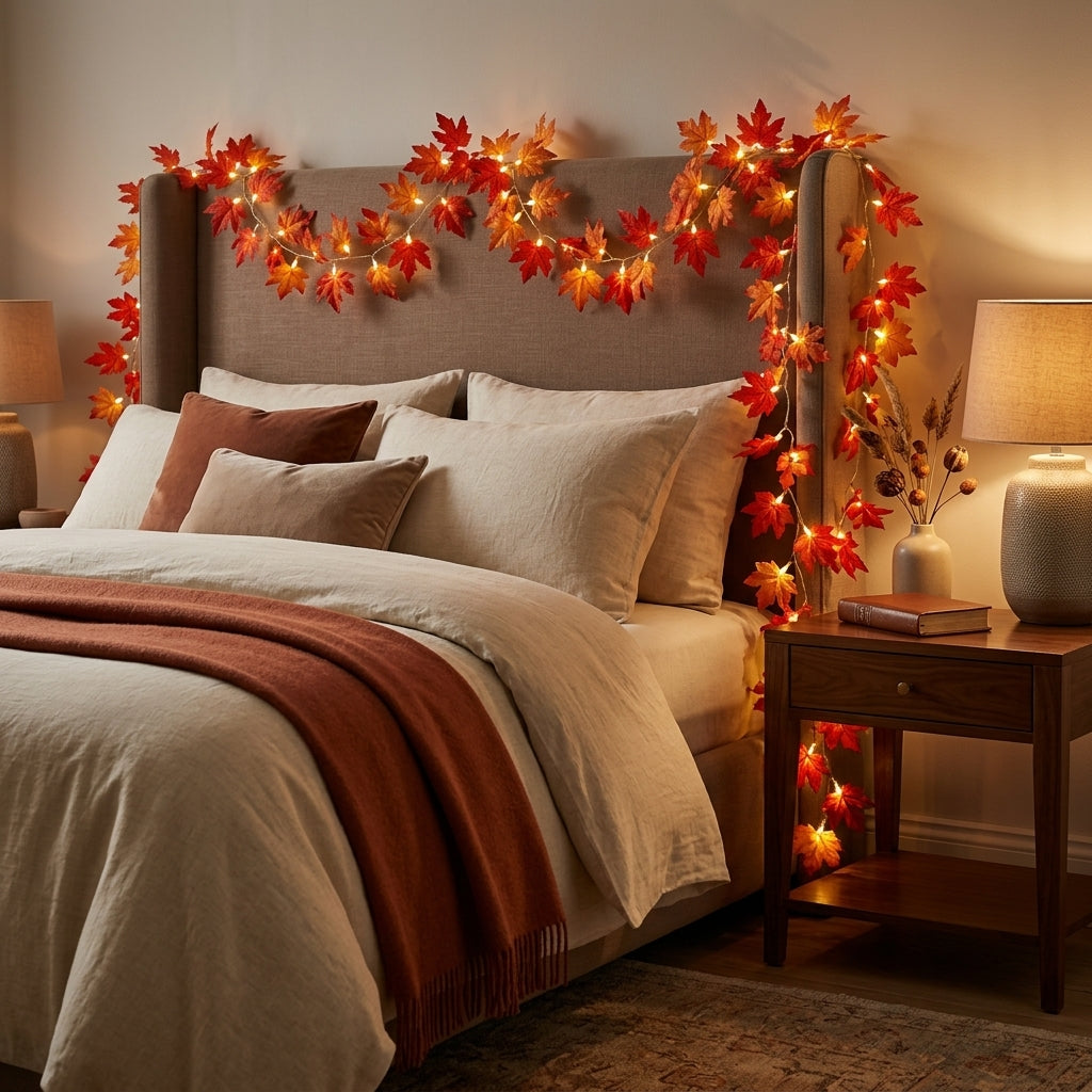 Maple Leaf LED Garland String Lights - 2M, 3M or 6M USB or Battery Autumn Decor
