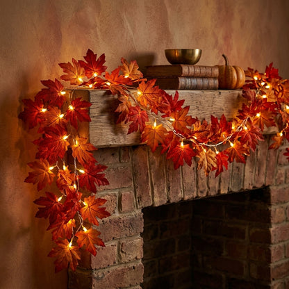 Maple Leaf LED Garland String Lights - 2M, 3M or 6M USB or Battery Autumn Decor