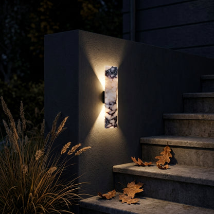 LED Stone Effect Outdoor Wall Light - 32cm Warm White Exterior Wall Lamp for Villa Porches, Garden Walls, Courtyards and Garage Entrances